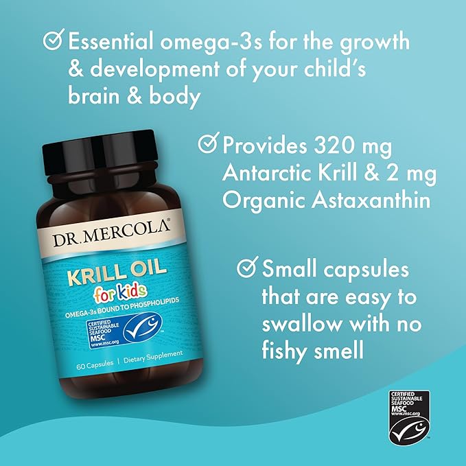 Dr. Mercola Kids Krill Oil Capsules, 60 Count