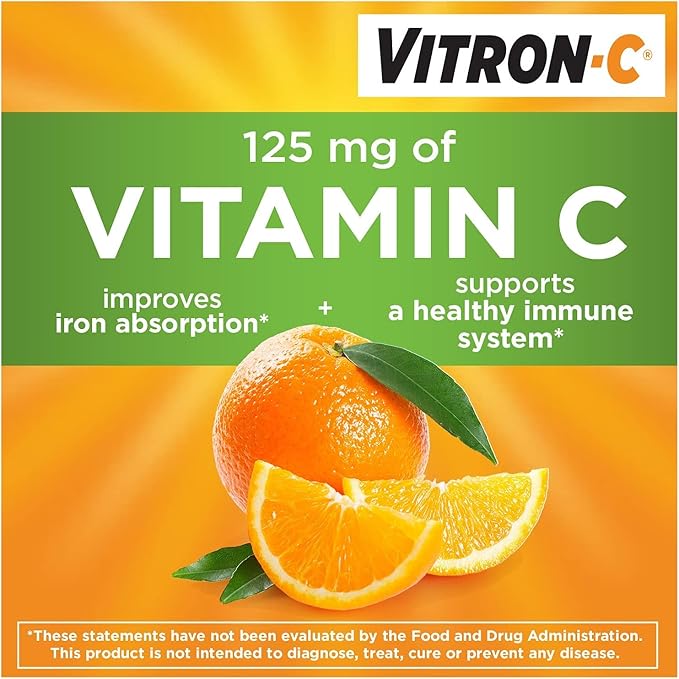 Vitron-C High Potency Iron Dietary Supplement Plus Vitamin C, 60 Coated Tablets (Pack of 3)