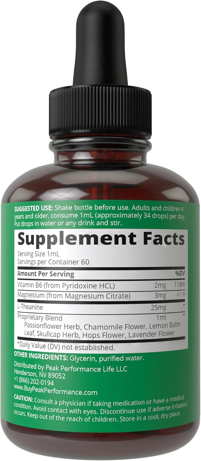 Kids Calm Liquid Drops. Aid for Relaxation, Calming, Optimal Sleep With Chamomile, Magnesium. No Bitter Taste. Kids Won't Know They're Taking It. Sugar Free 9-in-1 Vegan Supplement. Non-Habit Forming
