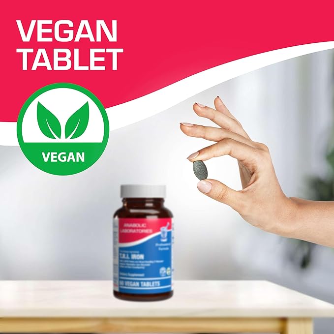 Iron and Vitamin C Supplement for Women - 60 Vegan Tablets Time Release Iron - Contains Iron, Calcium, Folate, Vitamin B6, B12, and C - TRI Iron