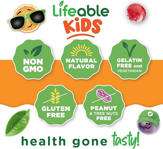 Lifeable Apple Cider Vinegar - for Kids - ACV with The Mother - 500 mg Gummies - Great Tasting Natural Flavor Vitamin Supplement - Gluten Free Vegetarian GMO-Free Chewable - for Children - 60 Gummies