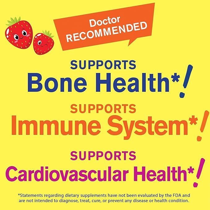 Vitamin D3 + K2 for Kids Gummies - Vitamin D3 1000 IU, K2 100 MCG - Bone and Muscle Health Support, Natural Flavors, GMO Free, Gluten Free, Vegan - K2 D3 Vitamin Supplement- 60 Gummies