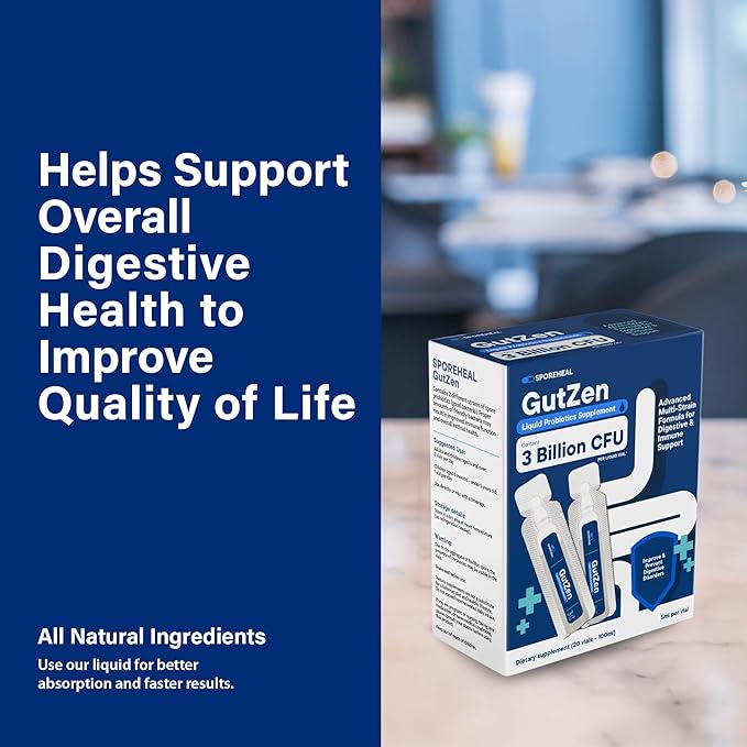 GutZen Liquid Probiotic Supplement for Gut & Digestive Health| Gluten Free & Helps with Bloating, Gas & Diarrhea| Supports Immune Sytem for Adults & Kids| Pack of 20