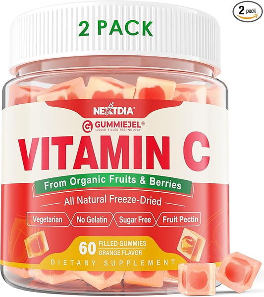(2 Pack) Whole Food Vitamin C Gummies for Adults & Kids (Made in USA) Zero Sugar, Natural Antioxidants, Bioflavonoids, Organic Chewable Vitamin C Supplement from Berries & Fruits for Immune, Vegan
