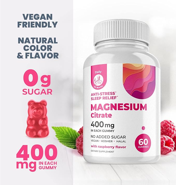 Magnesium Gummies Sugar-Free - Calm Magnesium Supplement for Children, Sugar-Free Magnesium Citrate Gummies for Kids & Adults (120 Count)