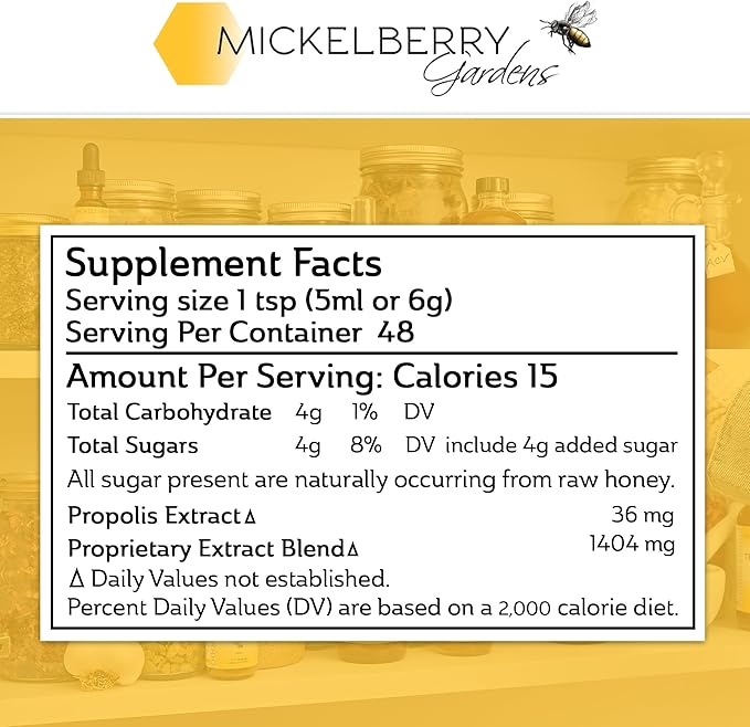 Mickelberry Gardens Throat & Lung Honey Tonic: Wellness Syrup, Natural Sore Throat Relief, Immune Support & Cough Suppressant for Adults & Kids (8 oz)