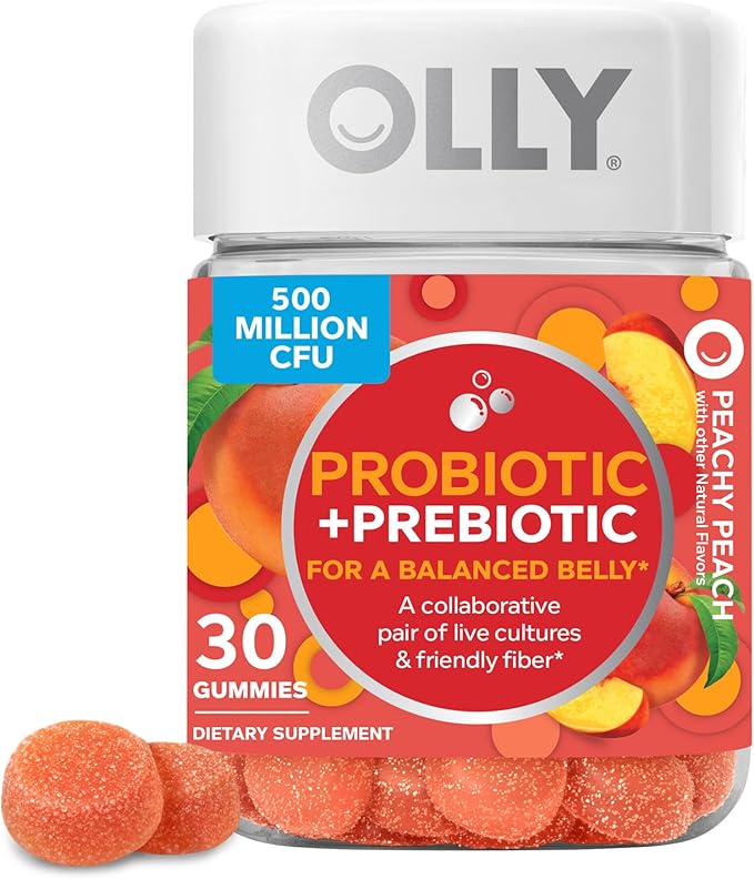OLLY Kids Immunity Gummy, Immune Support, Wellmune, Elderberry, Vitamin C, Zinc & Probiotic + Prebiotic Gummy, Digestive Support and Gut Health, 500 Million CFUs, Fiber