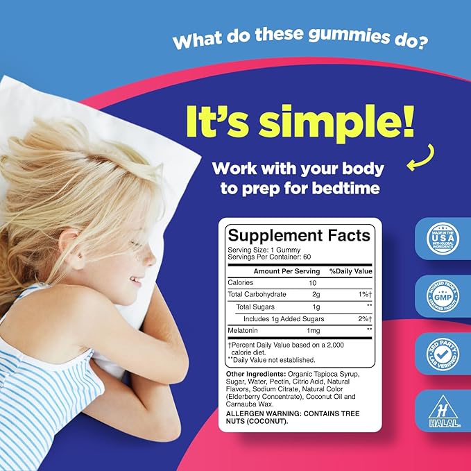 Phytoral Kids Melatonin 1mg Gummy Vitamins - Pure Melatonin Gummies for Kids and Mood Support - Children’s Vitamins Gummy for Deep Sleep Supplement Gummies 1mg