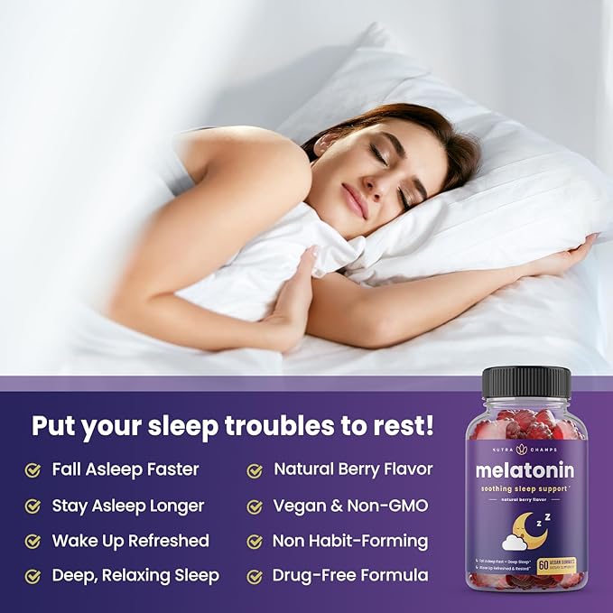 Melatonin Gummies for Kids & Adults | Natural Sleep Aid Drug-Free, Vegan Berry Flavor Kids Melatonin Gummy Supplement | 2.5mg, 5mg or 10mg Dose | Sleeping Pills Substitute (60 Count (Pack of 1))