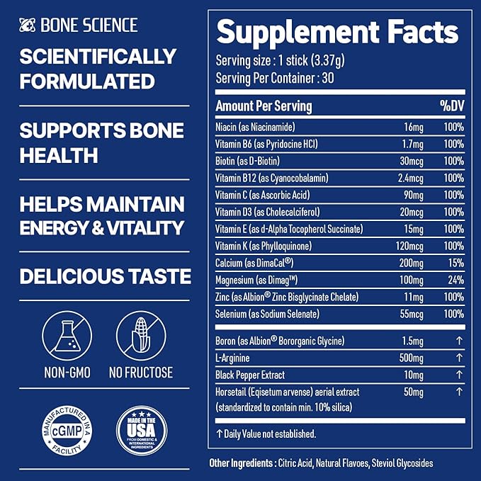 Prime Height Powder – Kids Daily Multivitamin with Calcium, Magnesium, Zinc, and Vitamins B6, B12, C, D3, E, K – 30 Sticks, Lemon Lime Flavor