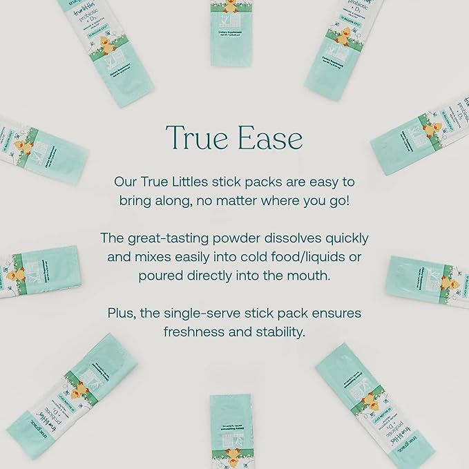 True Grace True Littles - 30 Individual Stick Packs - Kids’ Daily Probiotic + Vitamin D3 for Immune & Digestive Health - Gluten, Soy & Dairy Free - 30 Servings