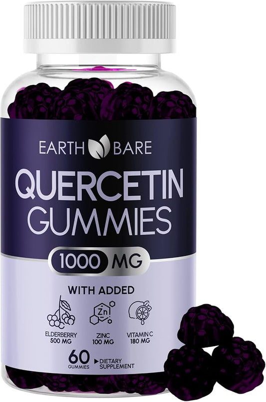 Quercetin Extra Strength Gummies + Vitamin C + Zinc + Elderberry Adults, Kids Boosted Immune Support | High-Potency Zinc Quercetin Gummies, Immunity Support | 1 Month Supply