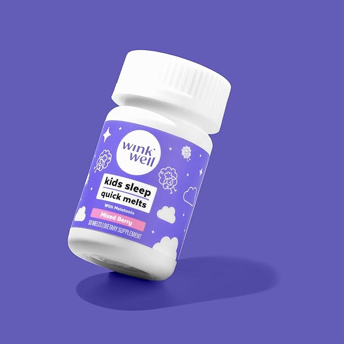 Wink Well Kids Melatonin Chewable Melts- Baby Sleep Aid Chews with Melatonin 1mg- Quick Deep Toddler Sleep Aid, Drug-Free-Fast, Non-Habit-Forming Kids Melatonin Dissolve Tablets- 30 Melts