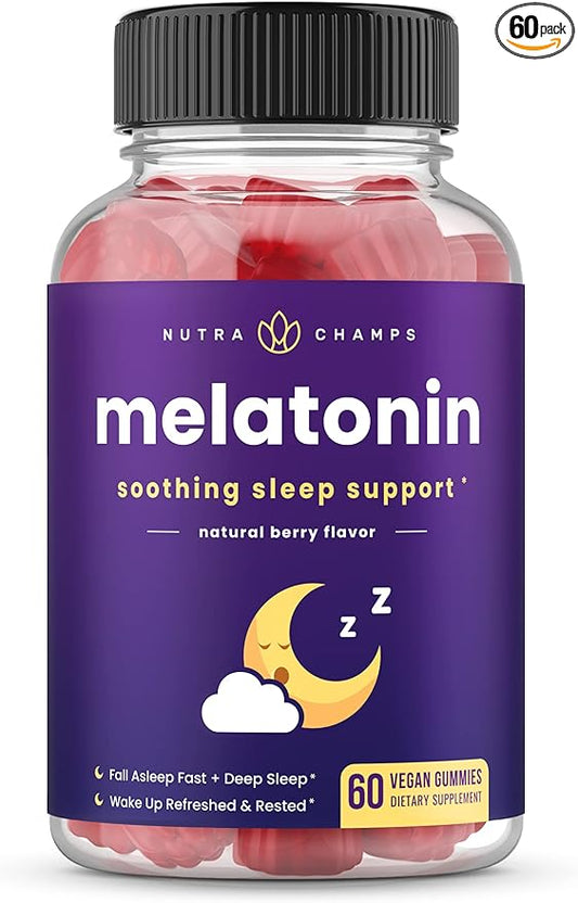 Melatonin Gummies for Kids & Adults | Natural Sleep Aid Drug-Free, Vegan Berry Flavor Kids Melatonin Gummy Supplement | 2.5mg, 5mg or 10mg Dose | Sleeping Pills Substitute (60 Count (Pack of 1))