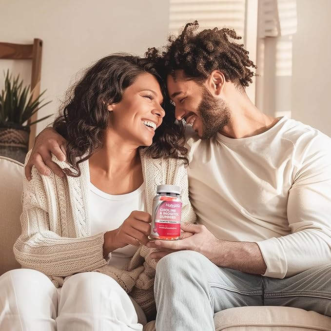 Prenatal Choline Inositol Gummies, Chewable Choline Supplement with DHA, Prenatal Vitamin for Women & Kids, Support Nervous System, Immune & Brain Health, Vegan Strawberry Flavor, Sugar Free, 60 Ct