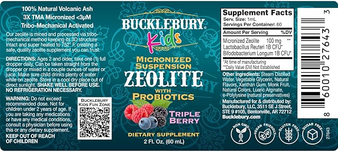 Zeolite for Kids - Delicious Berry-Flavored Zeolite Liquid Suspension with Probiotics - Natural Support for Kids' Health - 2 Fl Oz