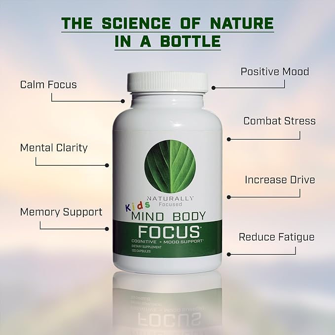 Kids Mind Body Focus | Natural Nootropic Brain Supplement for Focus, Memory and Mood Support - Mental Clarity, Concentration and Cognitive Performance with Mucuna, Bacopa, Rhodiola Phosphatidylcholine