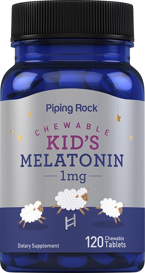 Piping Rock Kids Melatonin 1mg | 120 Chewable Tablets | Childrens Supplement | Non-GMO, Gluten Free