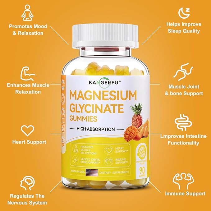 Calcium Citrate 600mg - Magnesium Glycinate Gummies with Ashwagandha,Magnesium L-Threonate&Magnesium Citrate Supplements - Dietary Supplement for Kids & Adults - 90 Count Pineapple Mango Flavor