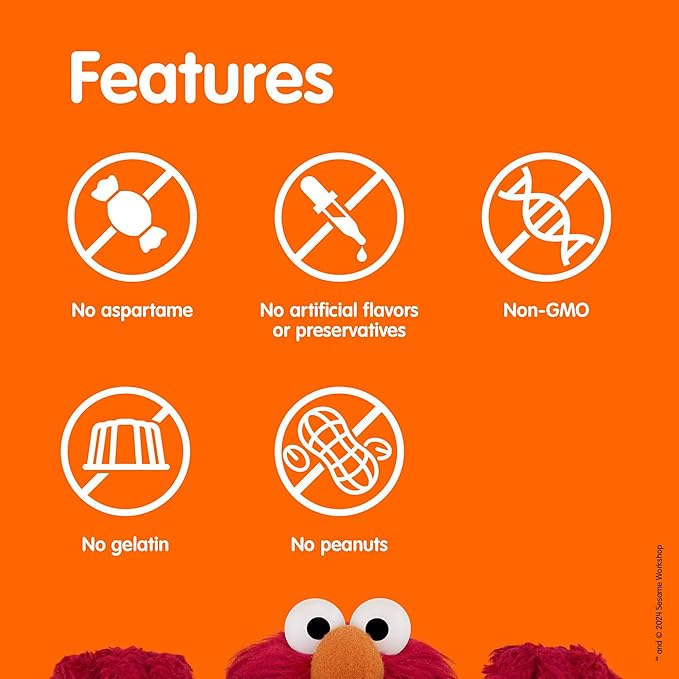 Webber Naturals Sesame Street Healthy Tummy Probiotics for Kids, 1 Billion Active Cells per Gummy, 50 Gummies, for Digestive Health, Free of Gluten, Dairy, Peanut & Gelatin, Vegan