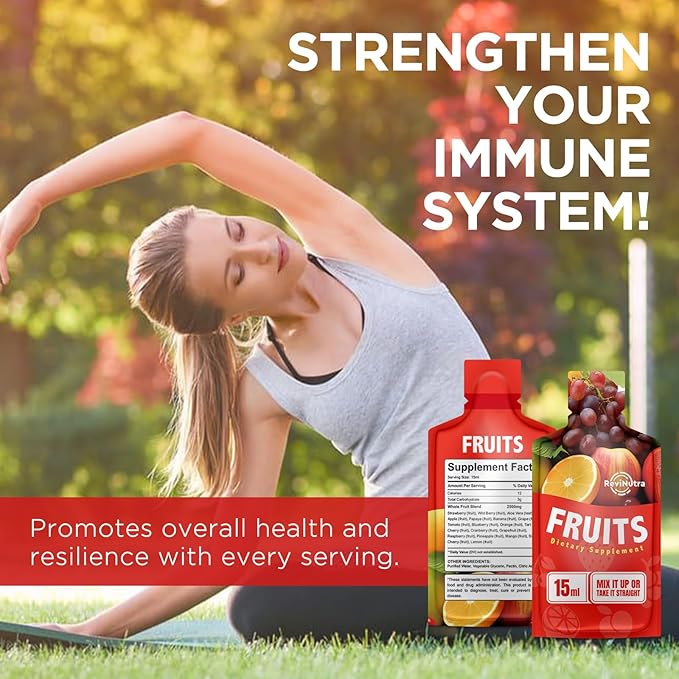 Super Fruit Liquid Juice - 30 Pouches Superfoods Fruits Supplement for Women, Men and Kids - Support Energy, Immunity, Digestion & Metabolism - Vegan, 30 Day Supply