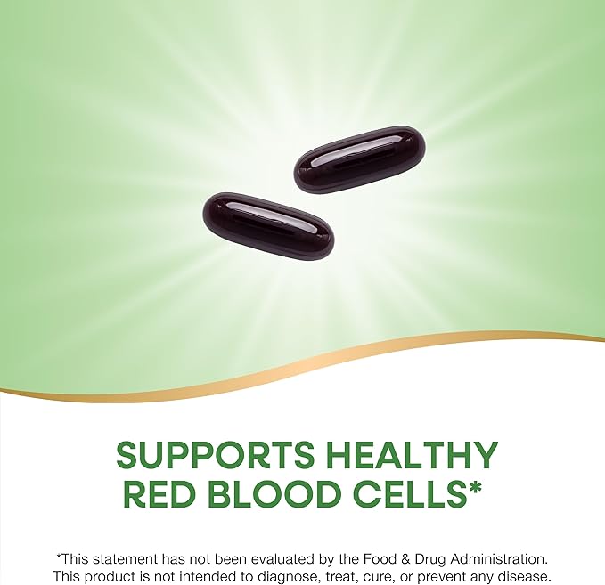 Nature's Way Energizing Iron - Red Blood Cell Support* - 8 mg Iron, -200 mcg of Cyanocobalamin & Vitamin B12 per 2-Softgel Serving - Gluten Free - 90 Softgels