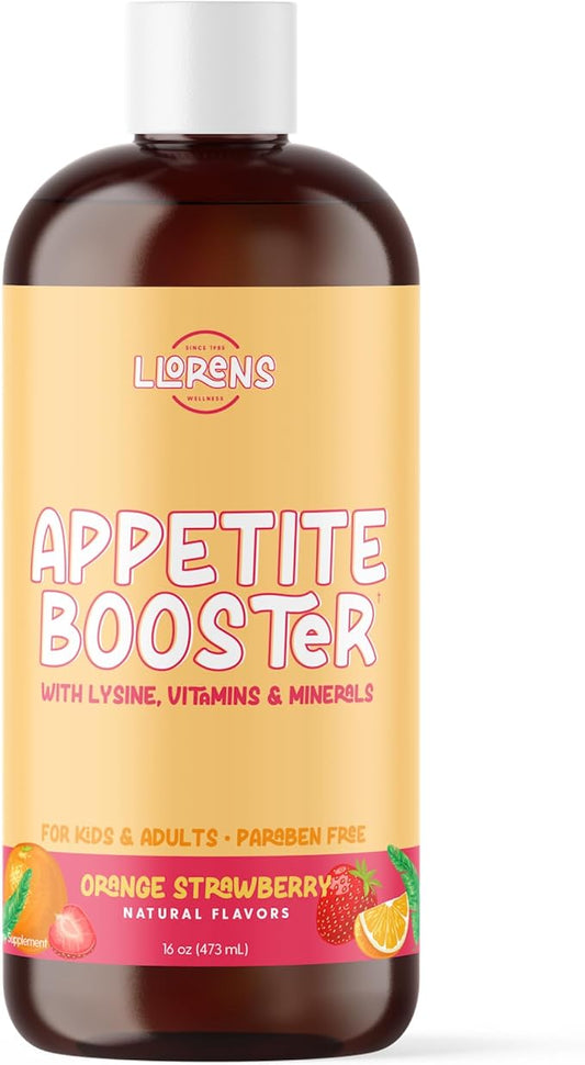 Appetite Booster Weight Gainer for Kids, 16 Fl Oz, Natural Orange Strawberry by Llorens Wellness