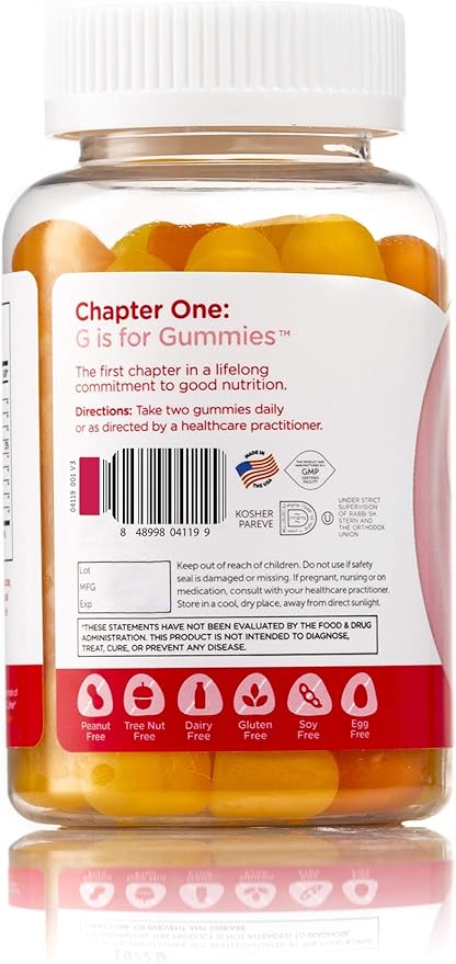 Chapter One Omega Gummies, Great Tasting Chewable Omega 3 Gummies for Kids, Certified Kosher (120 Flavored Gummies)