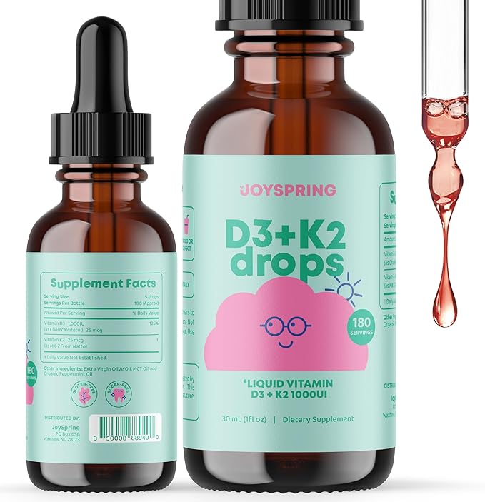 JoySpring Vitamin D & Zinc Bundle | Kids Vitamins & Minerals Naturally Sourced, Non-GMO, Non-Alcoholic Liquid Formula, Immunity Health Support | Vegan & Vegetarian Supplement Drops