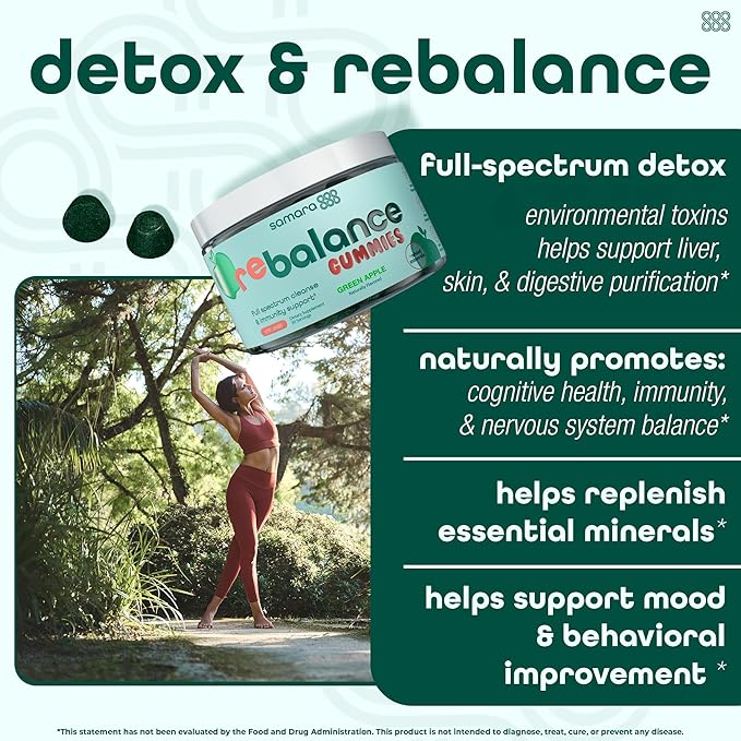 Zeolite Detox for Kids & Adults, Pure Zeolite Clinoptilolite Enhanced w/Chlorella & Minerals, Gentle Daily Cleanse for Focus, Gut & Immune Support, Vegan & Dye-Free Green Apple Gummies, Made in USA