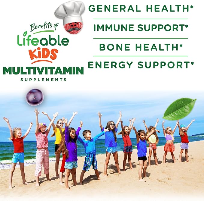 Lifeable Kids Multivitamin with Iron Gummies | Great Tasting Vitamins for Kids | Vegetarian Non-GMO Childrens Multivitamin | 90 Gummies