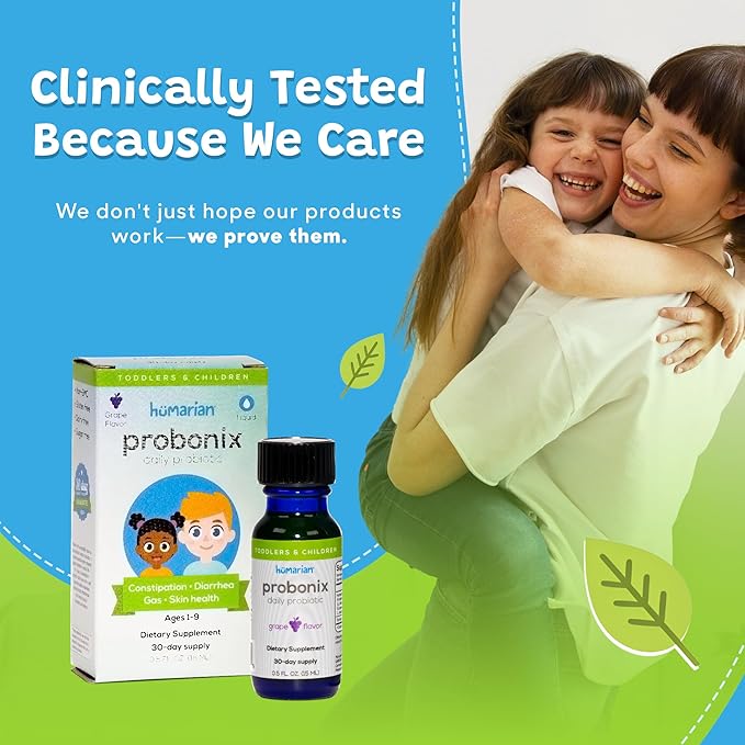 Humarian Probonix Liquid Probiotics for Kids Aged 1-9 Years Old - Superior 8-Strain Probiotic Drops to Fortify Gut Health, Immunity and More - 30-Day Supply - Tasty Grape Flavor