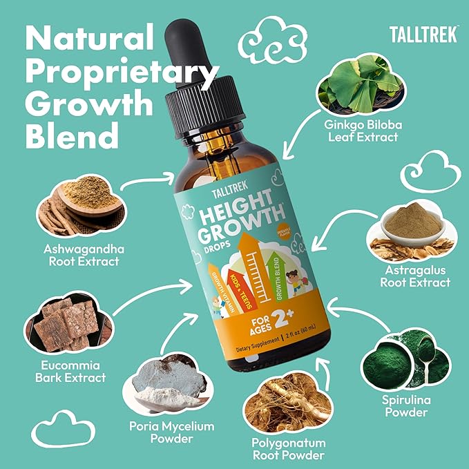 Height Growth Supplement Drops for Kids - Teens Bone Growth Height Increase and Maximizer Immune Health Drops with Vitamins D3 K2 Zinc & Calcium - Gluten Free Vegan Pineapple Flavor
