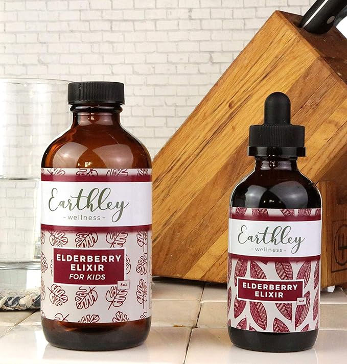 Earthley Elderberry Herbal Extract, Powerful Immune & Respiratory Support, Herbal Elderberry, Syrup Alternative, Organic & Alcohol-Free (2oz, Kids)