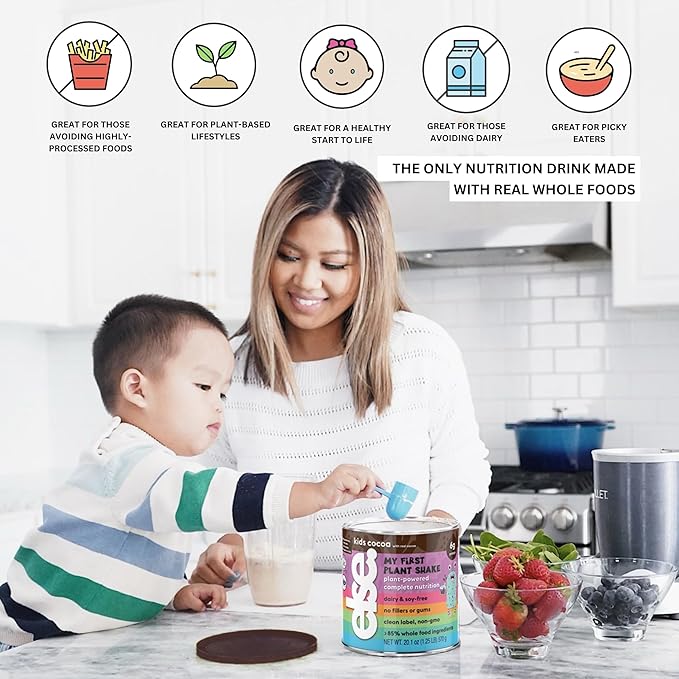 ELSE NUTRITION Plant-Based Kids Protein Shake Powder for Ages 2-12. Kids Protein Powder. Dairy-Free Complete Kids Nutrition Shake Plant Protein 25 Vitamins & Minerals, Chocolate Protein Shake, 1- Pack