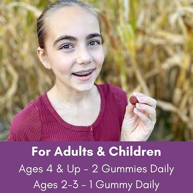Elderberry Gummies for Adults and Kids - Vitamin C and Zinc – Immune Support - Non-GMO, Vegan, Gluten-Free, Gelatin-Free - 60ct, 100mg