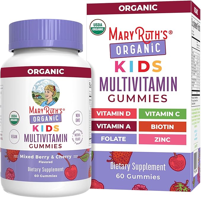 MaryRuth Organics Kids Vitamins | Multi | 1 Month Supply | Kids Multivitamin Gummies for Ages 4+ | Vegan | Only 2 Gummies a Day | 60 Count