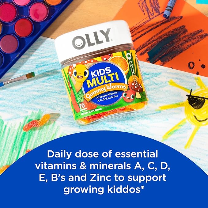 OLLY Hair Gummy 60ct & Kids Multivitamin Gummy Worms 70ct Supplement Bundles