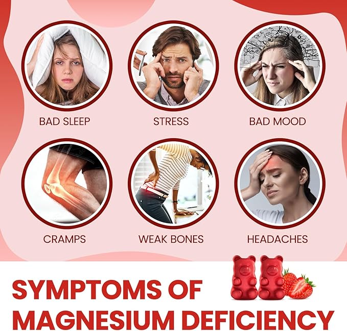Magnesium Glycinate Gummies 500mg - Magnesium Supplement with Vitamin B6 for Adults & Magnesium for Kids - Calm Magnesium for Sleep, Mood, Muscle Support - Strawberry Flavor, 60 Gummies