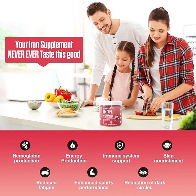 Iron Gummies Sugar Free, 120 Gummies Iron Supplement for Women Multivitamin with Iron, Vitamins & Zinc for Women, Men & Kids- Grape Flavor, Vegan Supplement, Folate for Energy- No After Taste