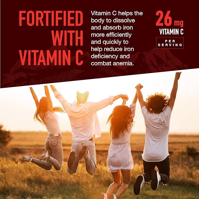 YUM-V'S Strong Earth Iron with Vitamin C Gummies (60 Count) - Iron Supplements with Vitamin C Gummy - Blood Builder Anemia FE Iron Gummies, Iron Supplement for Women and Men