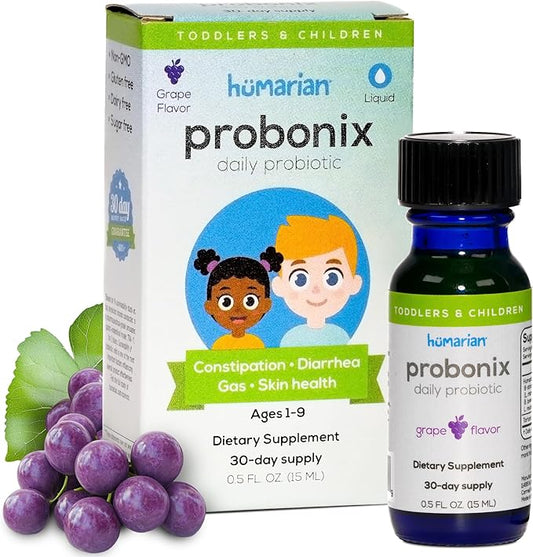 Humarian Probonix Liquid Probiotics for Kids Aged 1-9 Years Old - Superior 8-Strain Probiotic Drops to Fortify Gut Health, Immunity and More - 30-Day Supply - Tasty Grape Flavor