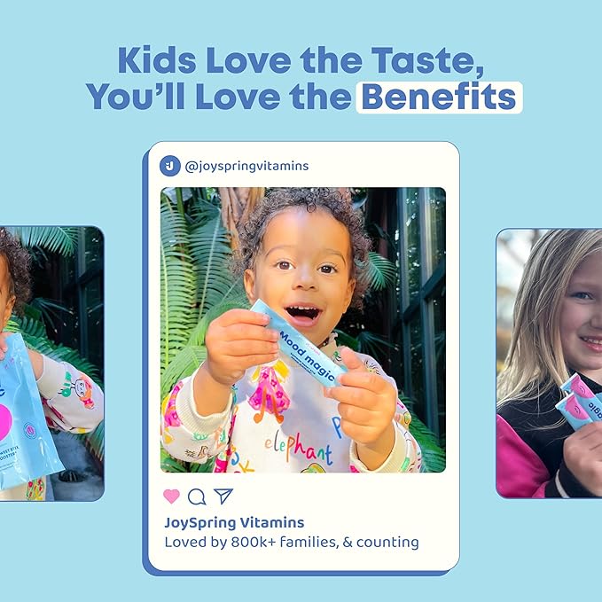 JoySpring Pixie Sticks with Saffron & GABA for Kids | Mood Balance Supplements for Kids | Sugar-Free Powder Candy New Flavor Cherry Lime (25 Servings)