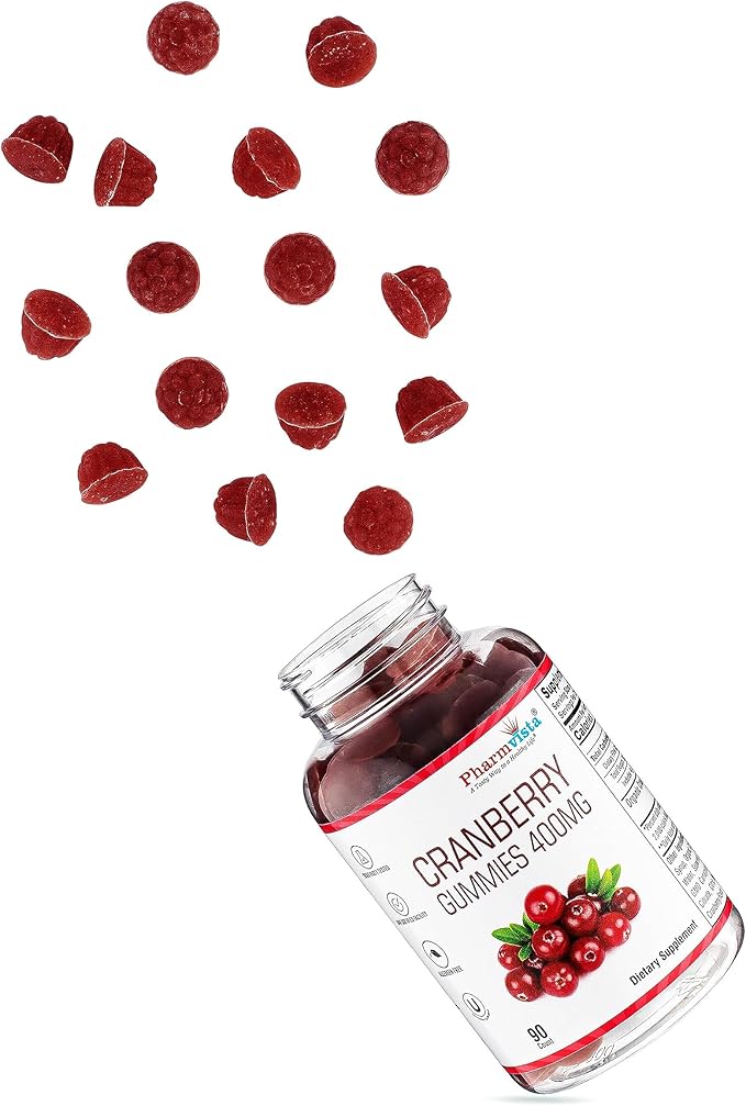 Cranberry Gummies for Kids & Adults 400mg-Gluten Free Allergen Free Nutrient Rich Vegan Supplement -Cranberry Chews-90 Count