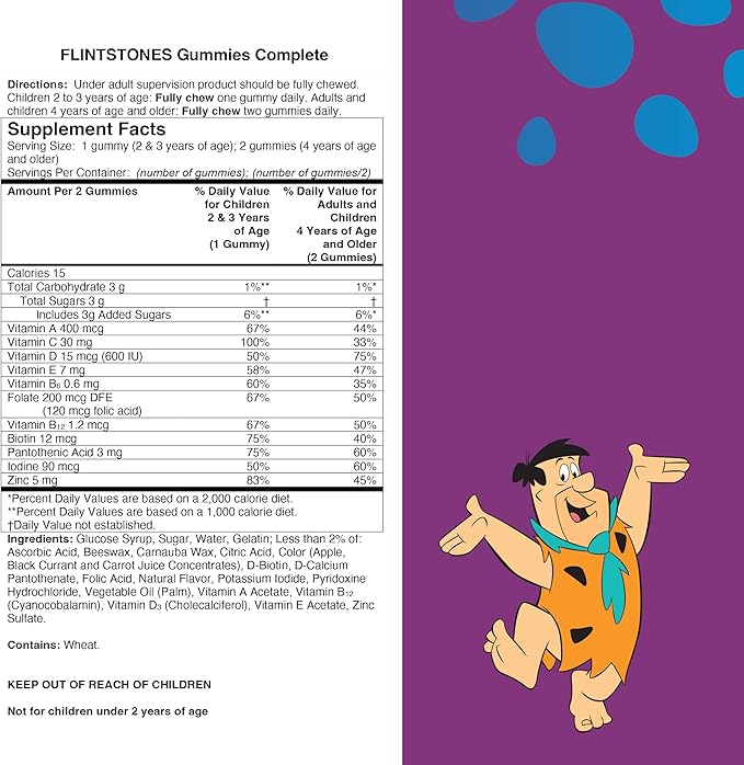 Flintstones Vitamins Complete Gummies, Kids Vitamins with Vitamin C for Toddlers and Children, Kids Multivitamin with Vitamin A, B6, B12, E & Zinc, 180 Count