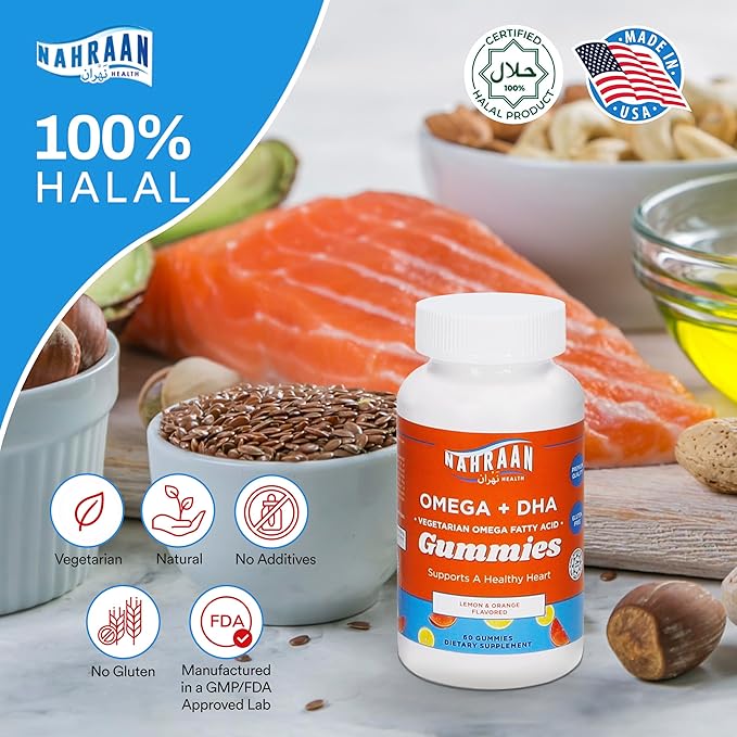 Halal Multivitamins for Kids (90 Count) & Halal Omega 3 Gummies for Adults & Kids (60 Count) - Non-GMO, Vegetarian, Gluten Free Halal Gummies