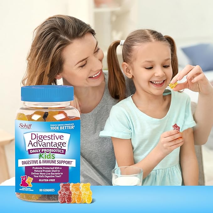 Digestive Advantage Daily Probiotic Gummy for Kids, Multi, Natural Fruit Flavours, 80.0 Count