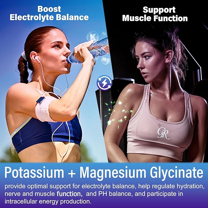 Potassium Magnesium Gummies - (Made in USA)-Potassium Supplement w/Ashwagandha 200mg, Magnesium Glycinate,B6,B12,P-otassium Citrate for Leg Cramps,Muscle,Electroyte for Adults Kids,Sugar-Free,1Pack