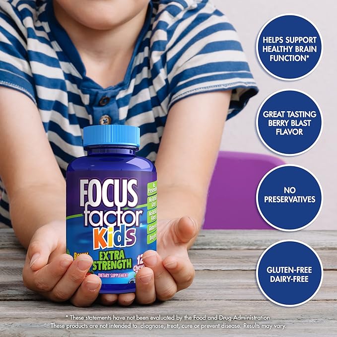 Focus Factor Kids Extra Strength Daily Chewable Brain Health Support + OLLY Kids Chillax Calm Chews, 50 Count