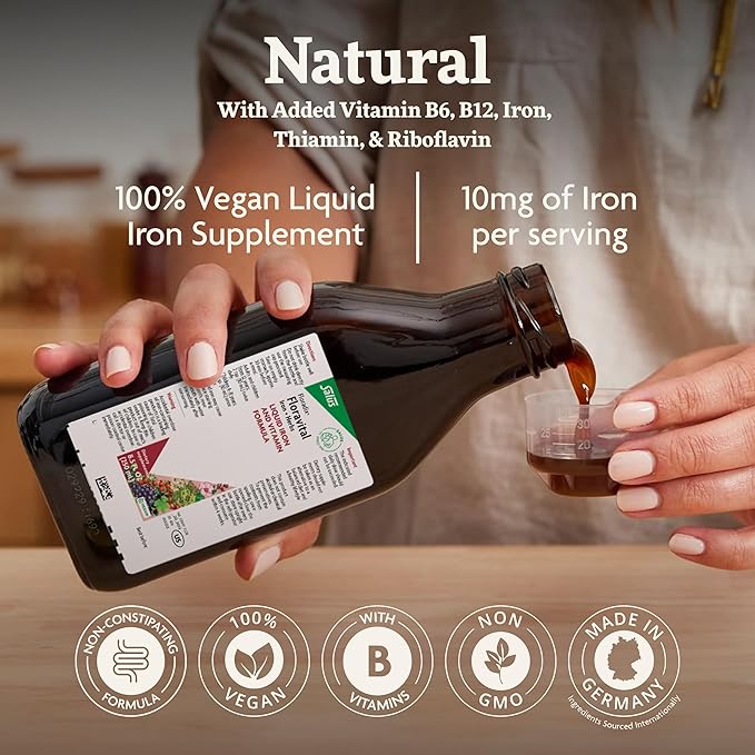 Floradix Floravital Liquid Iron & Vitamins Formula - Liquid Iron Supplement with B Complex Vitamins, Vitamin C & Herbs for Energy Support - Vegan, Gluten-Free, Yeast- Free, Non-GMO - 8.5 Fl Oz